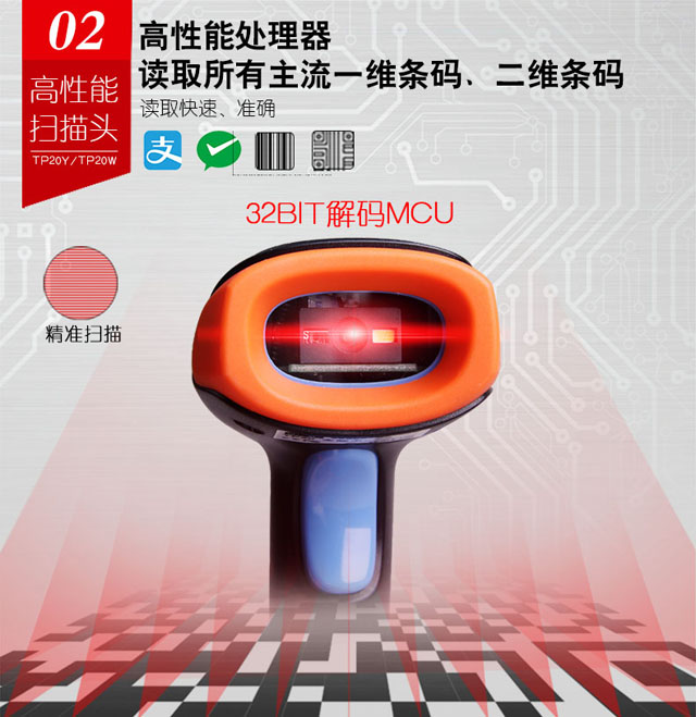 全能王 顶码TP20W无线二维影像扫描枪